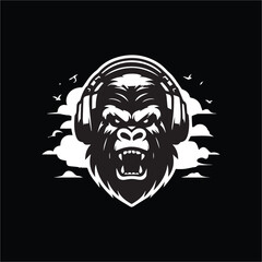  Gorilla black and white silhouette design