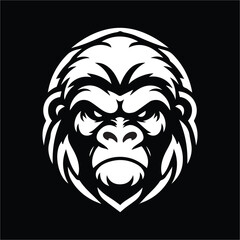 Gorilla black and white silhouette vector design