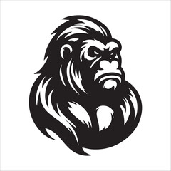  Gorilla black and white vector design illustration