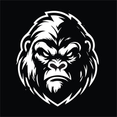 Gorilla black and white vector design