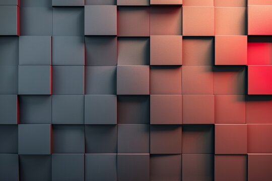 Fototapeta Modern abstract background with cubes in red and gray gradient colors