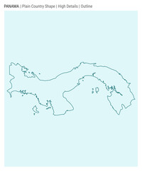 Panama plain country map. High details. Outline style. Shape of Panama. Vector illustration.