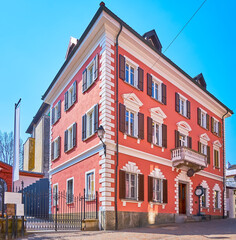 Historic edifice on Via Bartolomeo Rusca, Locarno, Switzerland