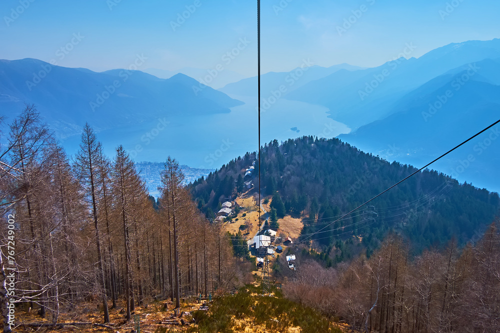 Wall mural Cardada Cimetta Mount chairlift ride, Ticino, Switzerland