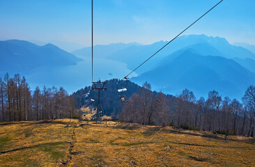Enjoy the Lake Maggiore from Cardada Cimetta chairlift, Ticino, Switzerland