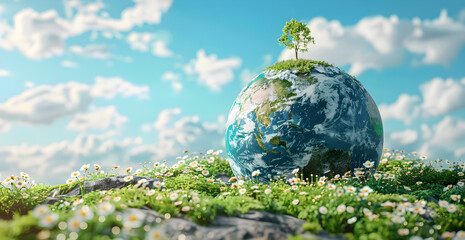 Earth day template design super realistic for stock commercial