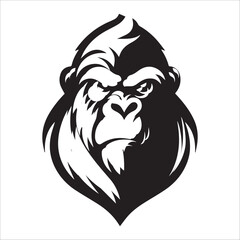 Gorilla black and white illustration logo design