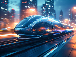 Fototapeta premium City traffic streaks blur into colorful lines on a nighttime road