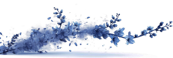 Abstract Blue Flowers in Motion Blur