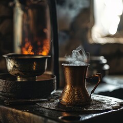 Turkish style traditional coffee, cinematic lighting