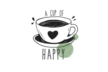 A Cup of Happy, Coffee Funny Quote PNG Clipart Sublimation