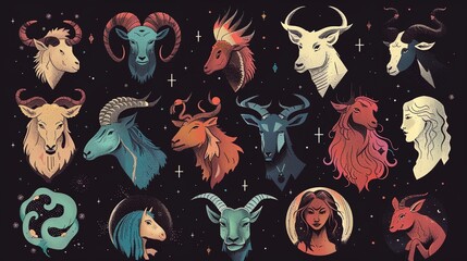 a group of zodiac signs on a black background