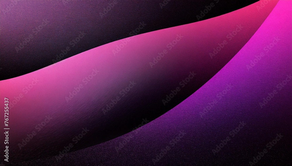 Wall mural purple black and pink curves and glimmer gradient abstract grainy background wallpaper texture with noise web banner design header