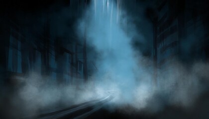 dark street night smog and smoke dark background of the night city ray of light in the dark gloomy dark background