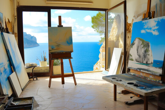 Canvas of Tranquility: Coastal Studio