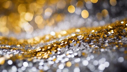 abstract shiny gold and silver sequins defocused background