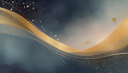 abstract background with star dark blue and gold particle
