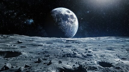 a planet on the moon Realistic daytime view 