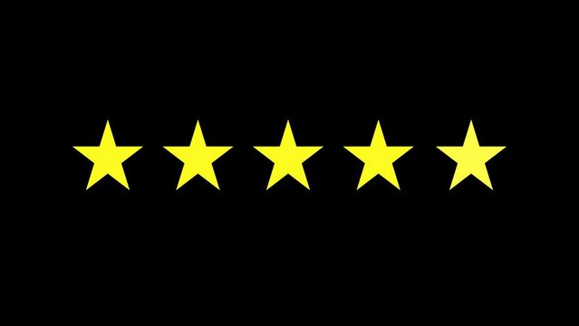 Five stars shining brightly on a black background, representing a motion rating of 5 stars.