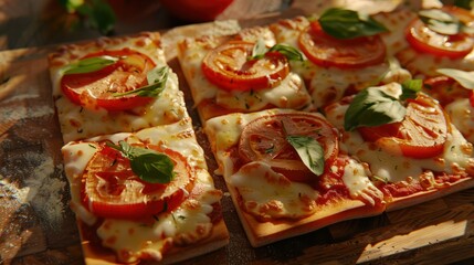 Classic Margherita Flatbread Pizza Squares 