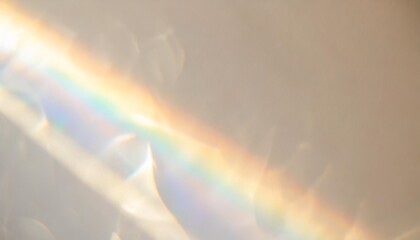 crystal prism rainbow light refraction texture on white wall background organic drop diagonal holographic flare on a white wall water shadows for natural light overlay effects