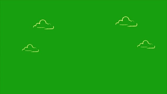 cloud line drawing animation on green screen 2d animation Full HD