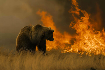 Bear's Last Stand Amidst the Wildfire