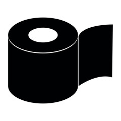 Black toilet paper icon vector illustration. White background. Roll tissue paper.