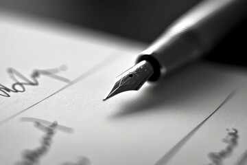 Fototapeta premium fountain pen on paper, signature on document