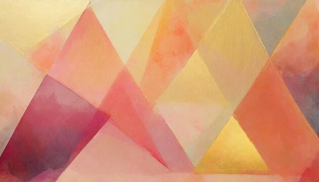 creative abstract background of watercolor painted triangles in orange red peach burgundy and gold abstract design pattern with texture minimal modern art painting