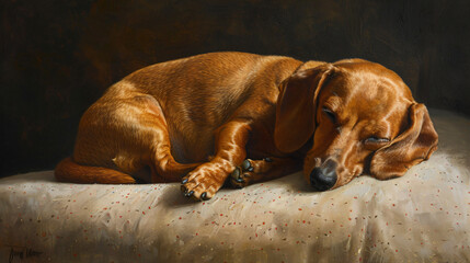 the relaxation and contentment of a Dachshund enjoying a peaceful moment