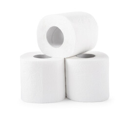 Soft toilet paper rolls isolated on white