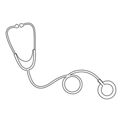 Continuous Hospital stethoscope one line art concept