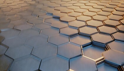Obraz premium technological hexagonal background with blue neon illumination