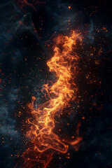 Burst of Fire on Black Background, Fiery Explosion VFX Element for Compositing