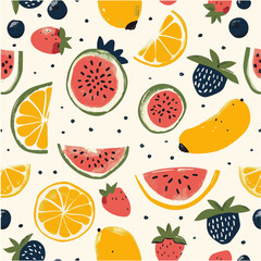 Summer fruits minimalistic seamless pattern