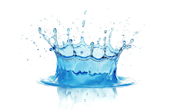 Dynamic blue water splash. High-speed photography style illustration of water splash isolated on white background