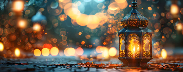 Lantern Ramadan Islamic Eid Mubarak banner