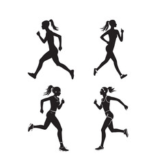 Fototapeta na wymiar Female Running Silhouettes set