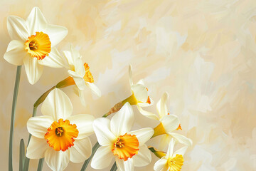 Fototapeta premium light textured background with daffodils