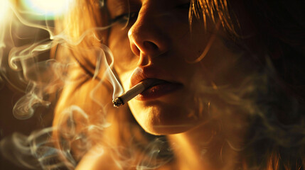 Fototapeta premium closeup of a smoking woman
