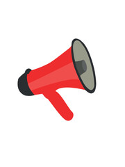 Red megaphone. speaking trumpet vector illustration.