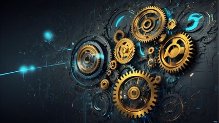 Unreal machinery and gears. colorful. circles on an abstract backdrop