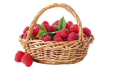 Fototapeta na wymiar Basket of Raspberries isolated on transparent Background