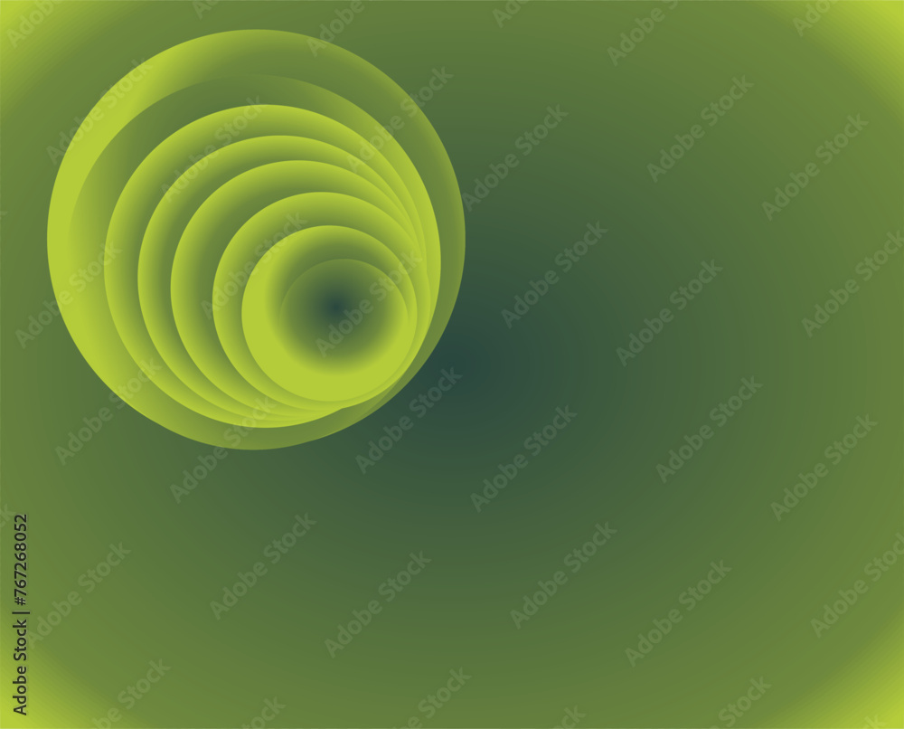 Poster composition of planes and geometric shapes with green gradient color tones as a background design fo