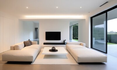 Interior of a modern house, living room with sofa and tv