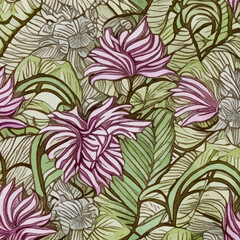 Watercolor painting on canvas. Artistic brush strokes. Botanical illustration for printing on wall decorations. Generated by Ai