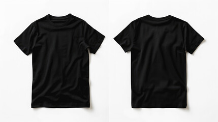 A black T-shirt on a white background.