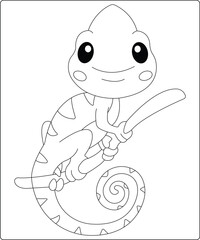 Chameleon Coloring Page For Amazon KDP