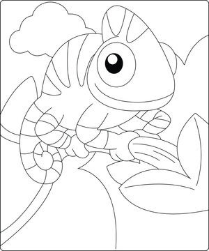 Chameleon Coloring Page For Amazon KDP